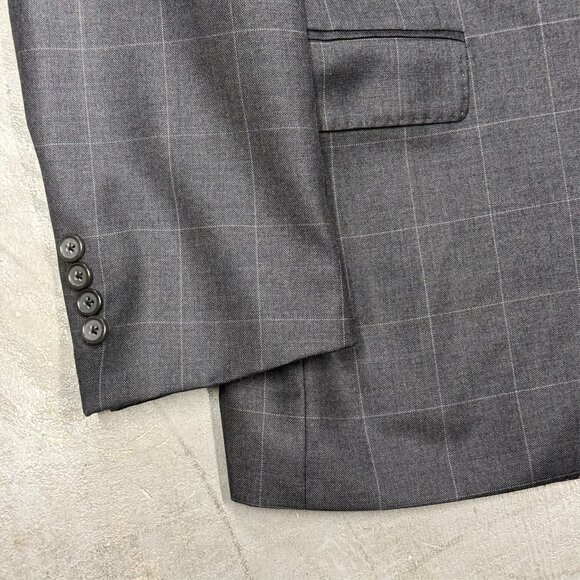 Samuelsohn Blazer Current Windowpane Wool Sport Coat Grey Canada 40 R - Picture 3 of 9
